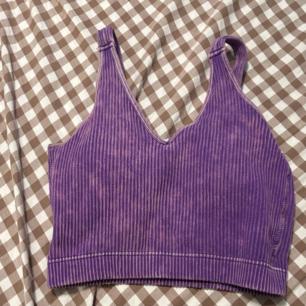 Purple Ribbed Women's Top